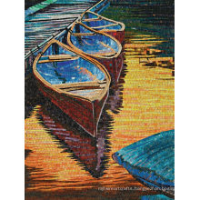 Boat and River Hand-Cut Crystal Art Mosaic (CFD148)